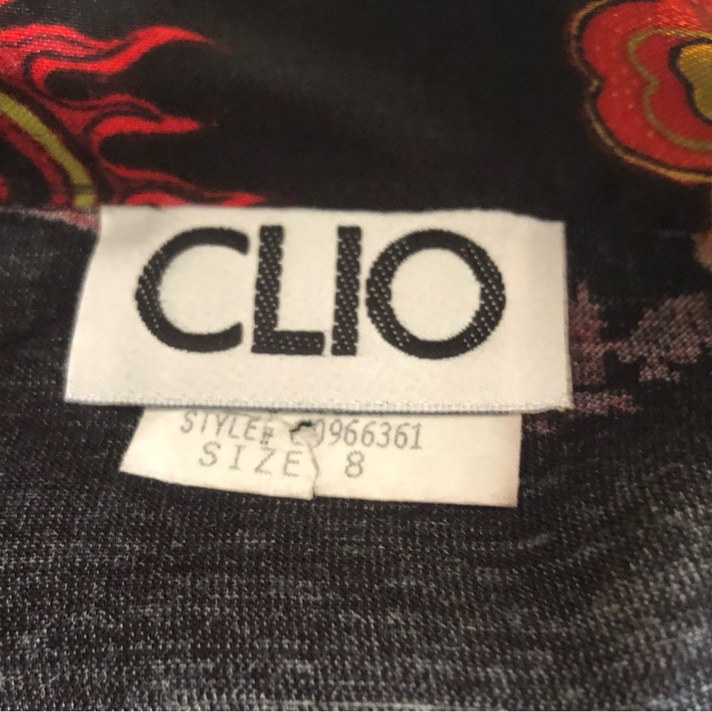 CLIO Vintage 80’s Black Orange Satin Dragon Print Top Blouse by Clio Size 8 - Picture 7 of 7